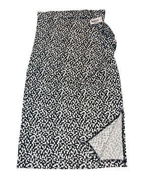 Women’s Black & White Geometric Pull-On Knit Midi Skirt